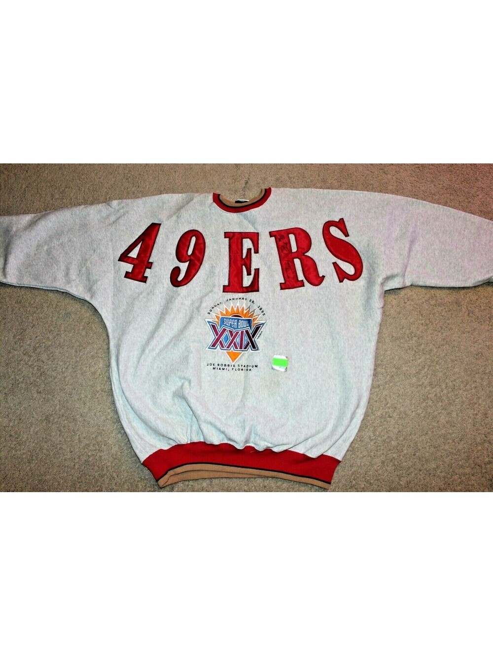 SUPER BOWL XXIX SWEAT SHIRT BY LEGENDS SIGNED BY 49ers JERRY RICE W/Certificate!